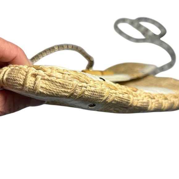 Elaine Turner Woven Straw w Trim and Gold Toned Handle Small Handbag - Picture 6 of 9